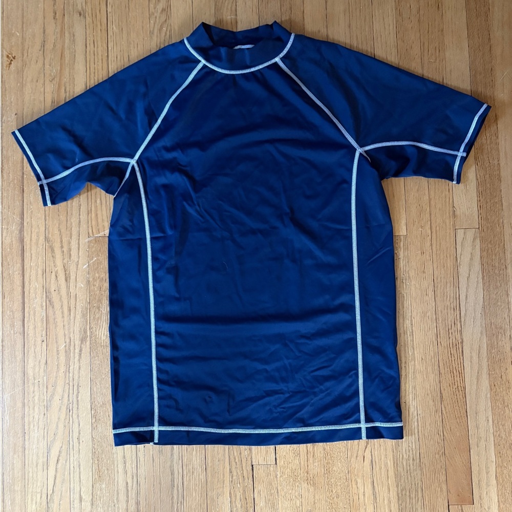 Boys navy Lands’ End swim shirt rash guard- XL